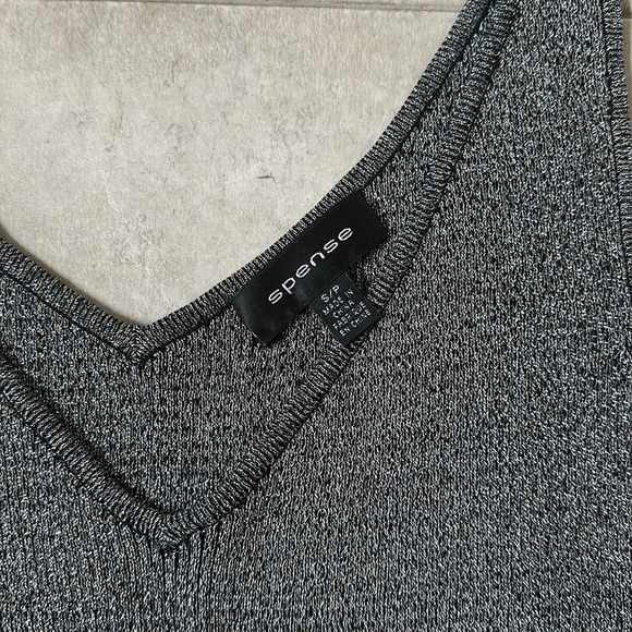 Spense silver metallic knit chevron dress small - Picture 2 of 4